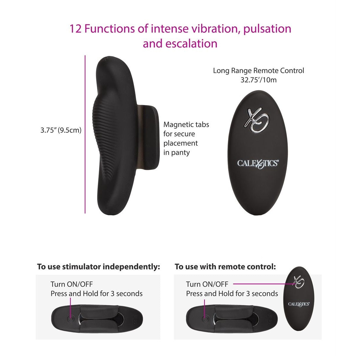 Lock-N-Play Remote Petite Panty Vibrator in Black, Product Description and Remote Features