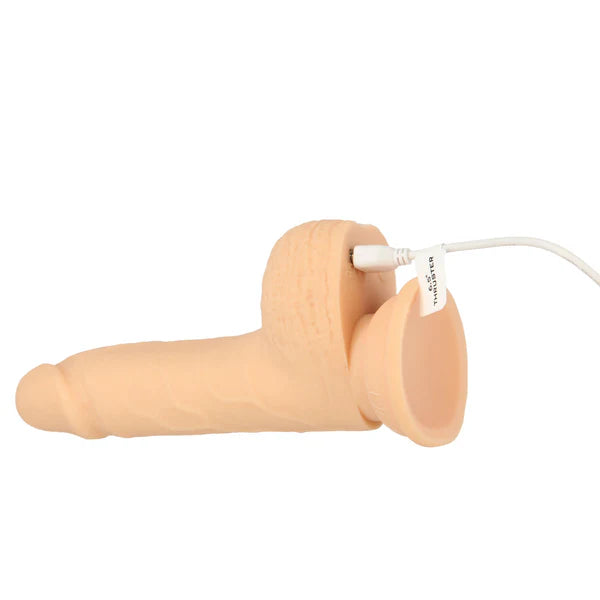 Naked Addiction 6.5-Inch Thrusting Silicone Dildo, Vanilla, USB Rechargeable