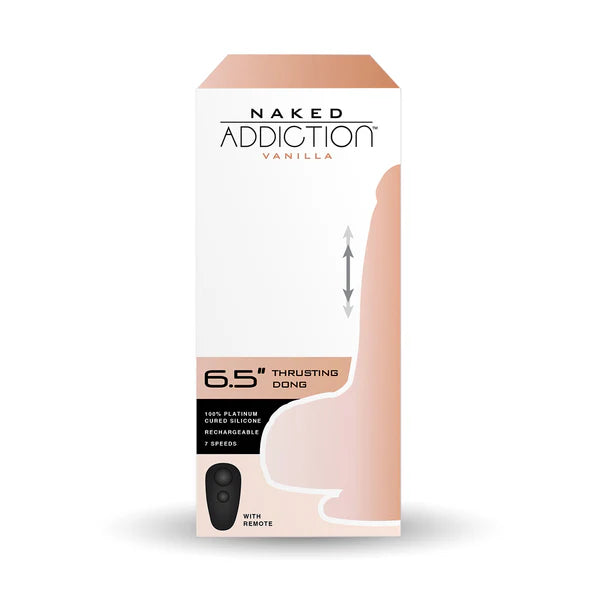 Naked Addiction 6.5-Inch Thrusting Silicone Dildo, Vanilla, Product Box, Front