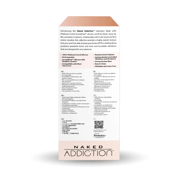 Naked Addiction 7-Inch Rotating & Vibrating Dildo, Vanilla, Product Box, Back