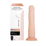 Naked Addiction 8-Inch Rotating & Thrusting Dildo, Vanilla, Product. Box and Dildo