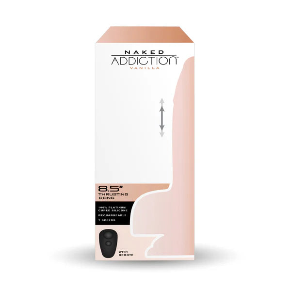 Naked Addiction 8.5-Inch Thrusting Dildo, Vanilla, Product Box, Front