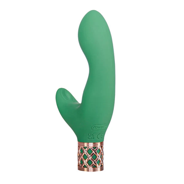 Pillow Talk Secrets Sinful Luxurious Dual Vibrator, Green, Product Image, Back Left Angle