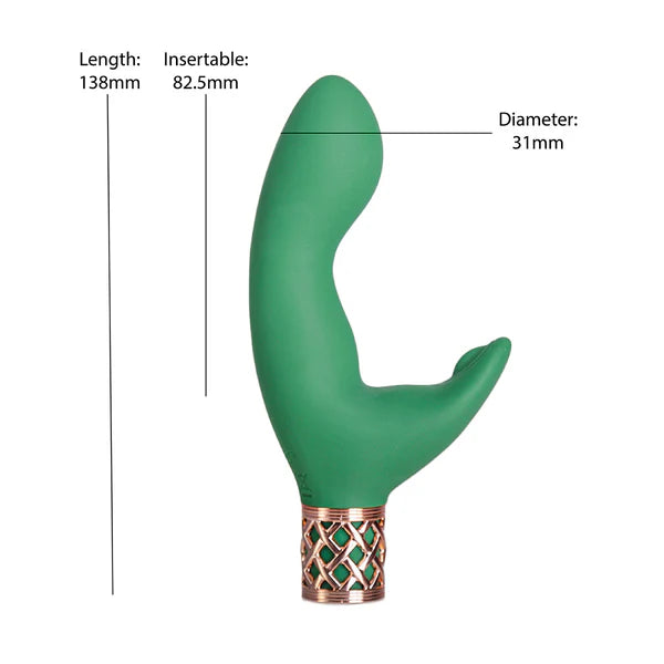 Pillow Talk Secrets Sinful Luxurious Dual Vibrator, Green, Dual Vibrator Measurements