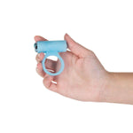 Power Bullet Cosmic Ring Rechargeable Vibrating Cock Ring, Blue, Cock Ring in Hand