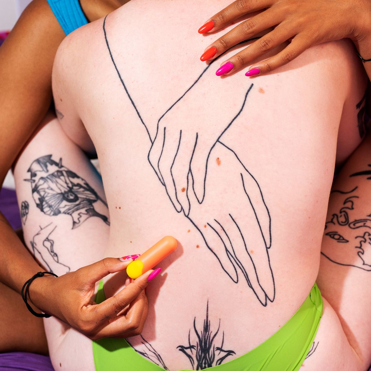 Romp Riot Bullet Vibrator, Partners Embraced Holding Bullet