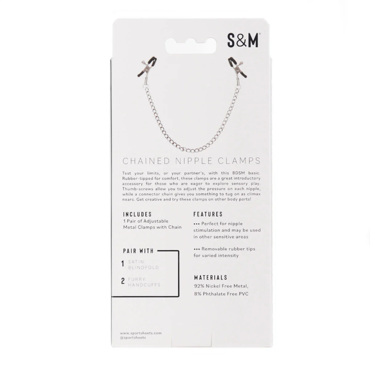 Sex & Mischief Chained Nipple Clamps, Product Box, Back