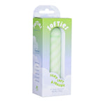 Softies 4-Inch Dual Silicone Body Vibe, Green, Product Package, Front Right Angle