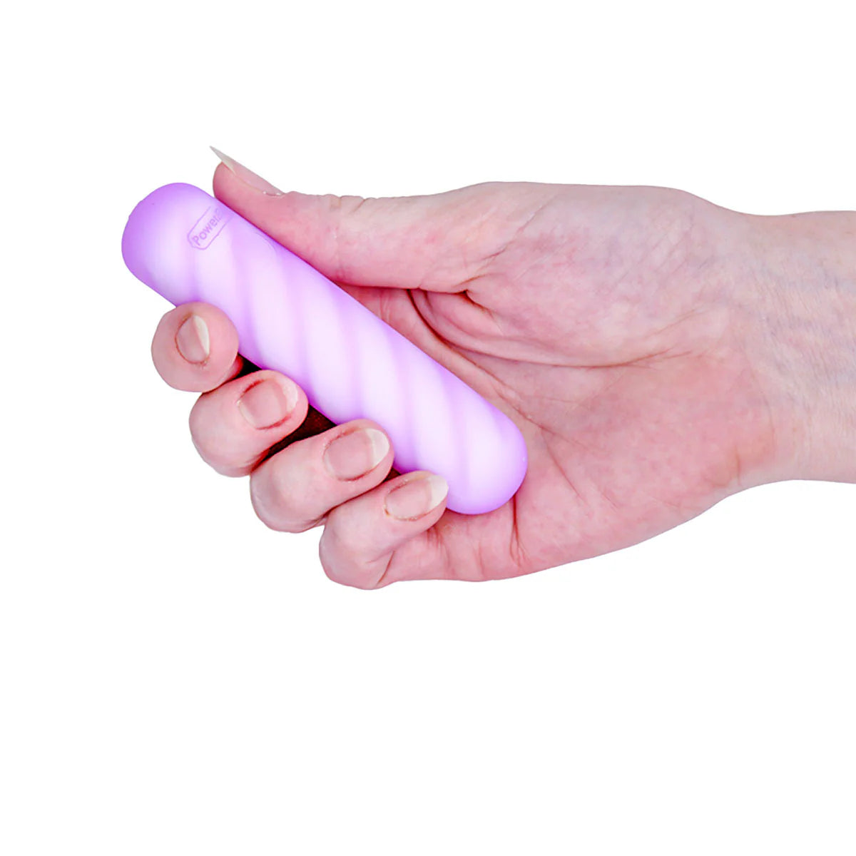 Softies 4-Inch Dual Silicone Body Vibe, Purple, Bullet in Right Hand