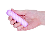 Softies 4-Inch Dual Silicone Body Vibe, Purple, Bullet in Right Hand