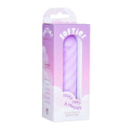 Softies 4-Inch Dual Silicone Body Vibe, Purple, Product Packaging, Front Right Angle