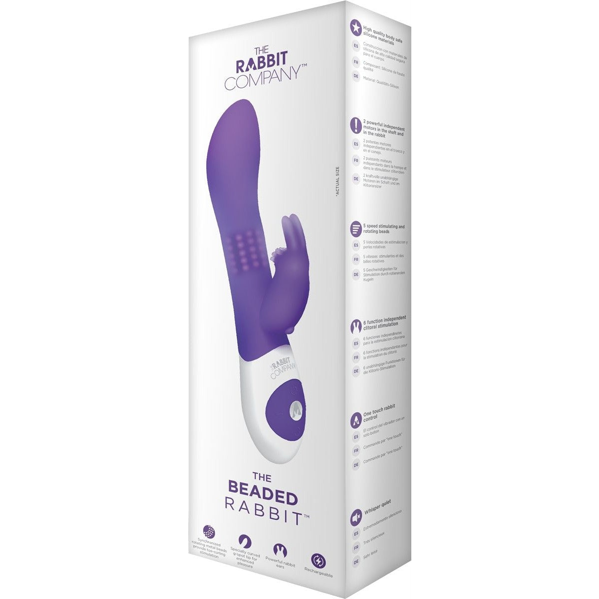 The Beaded Rabbit Vibrator, Purple, Product Box, Front View