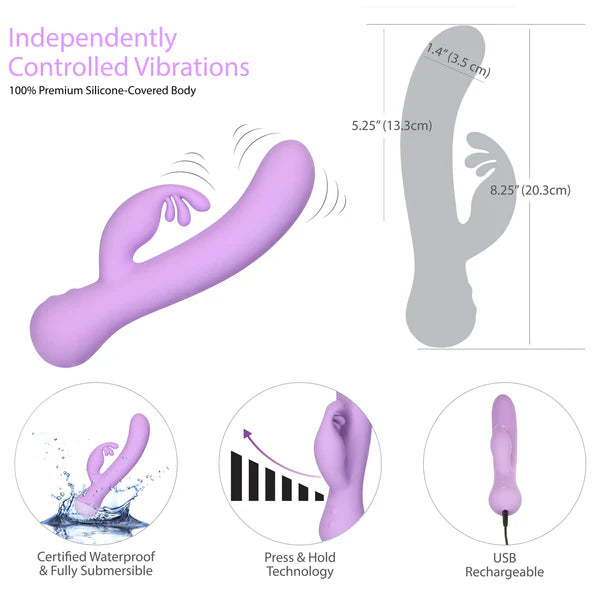 The Empress Swan Rabbit Vibrator, Lavender, Product Measurements and Details