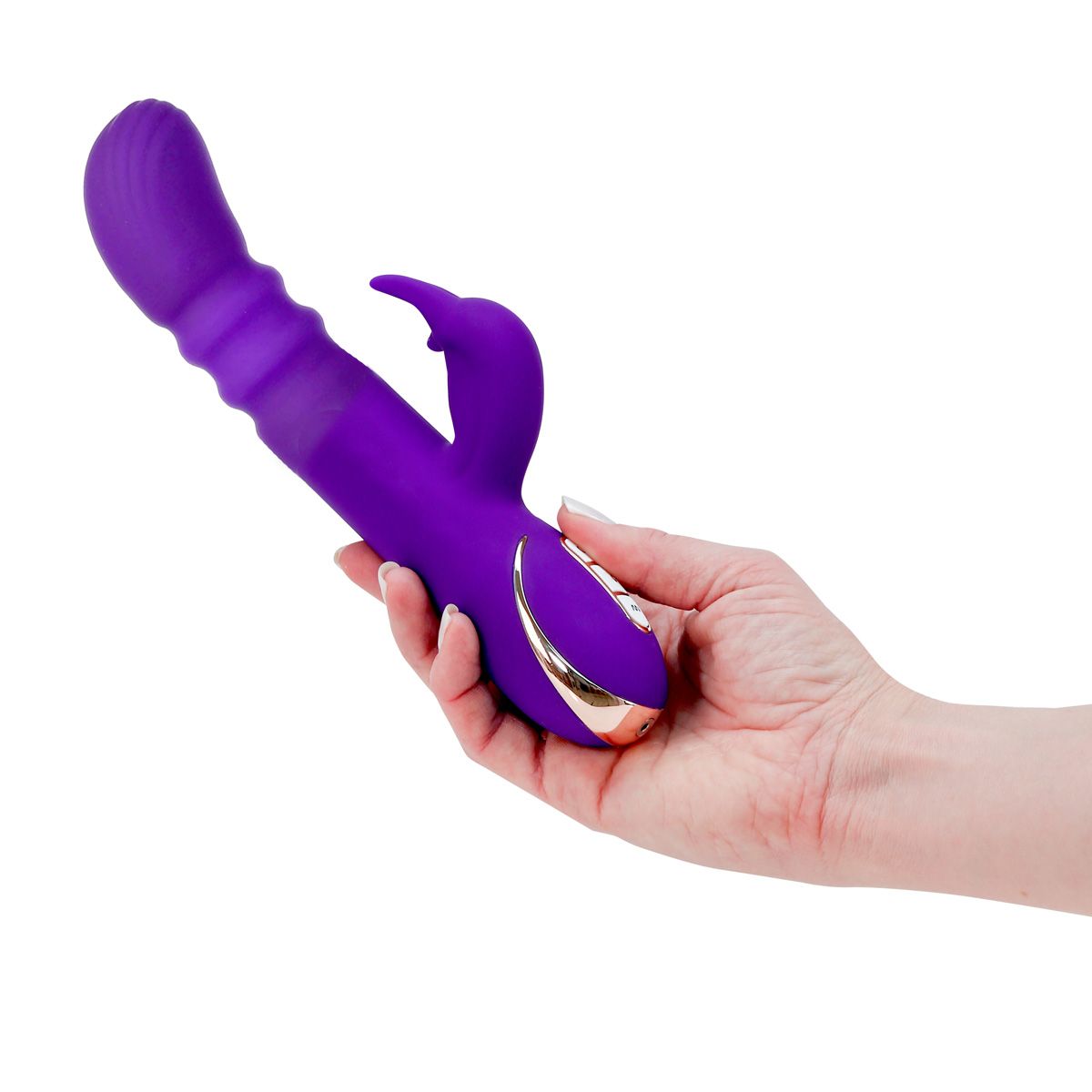 Vibe Couture Rabbit Ablaze Thrusting Vibrator, Vibrator in Hand