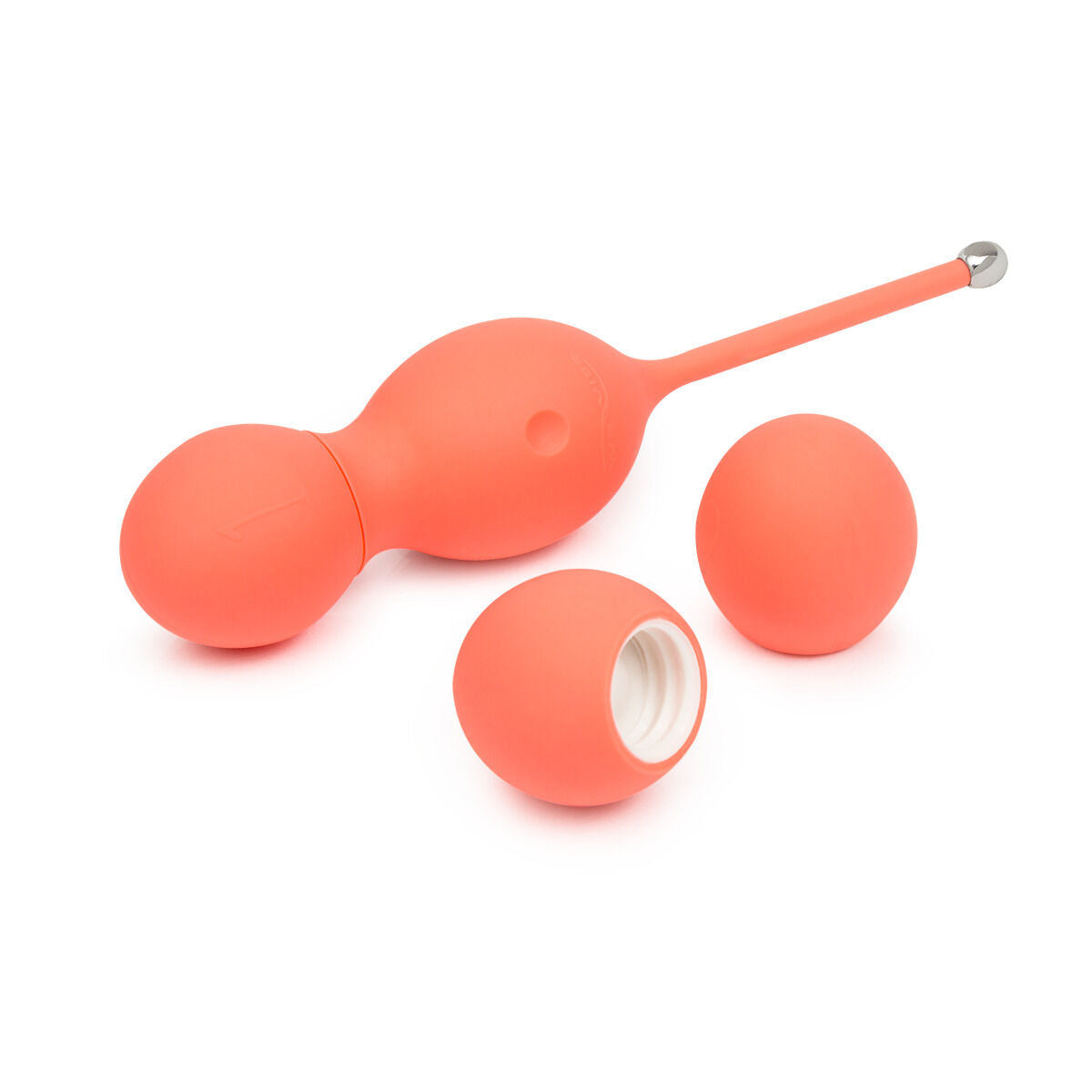 We-Vibe Bloom Vibrating Kegel Balls, Product Image, Sideways with Weighted Attachment Heads