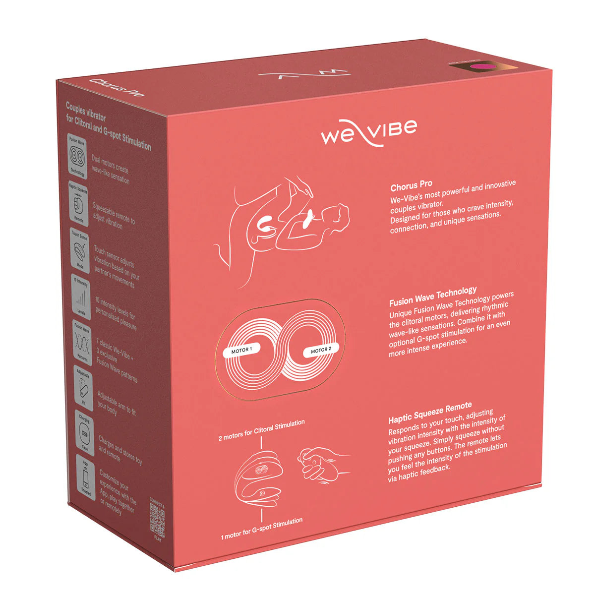 We-Vibe Chorus Pro Couples Vibrator, Electric Pink, Product Box, Back