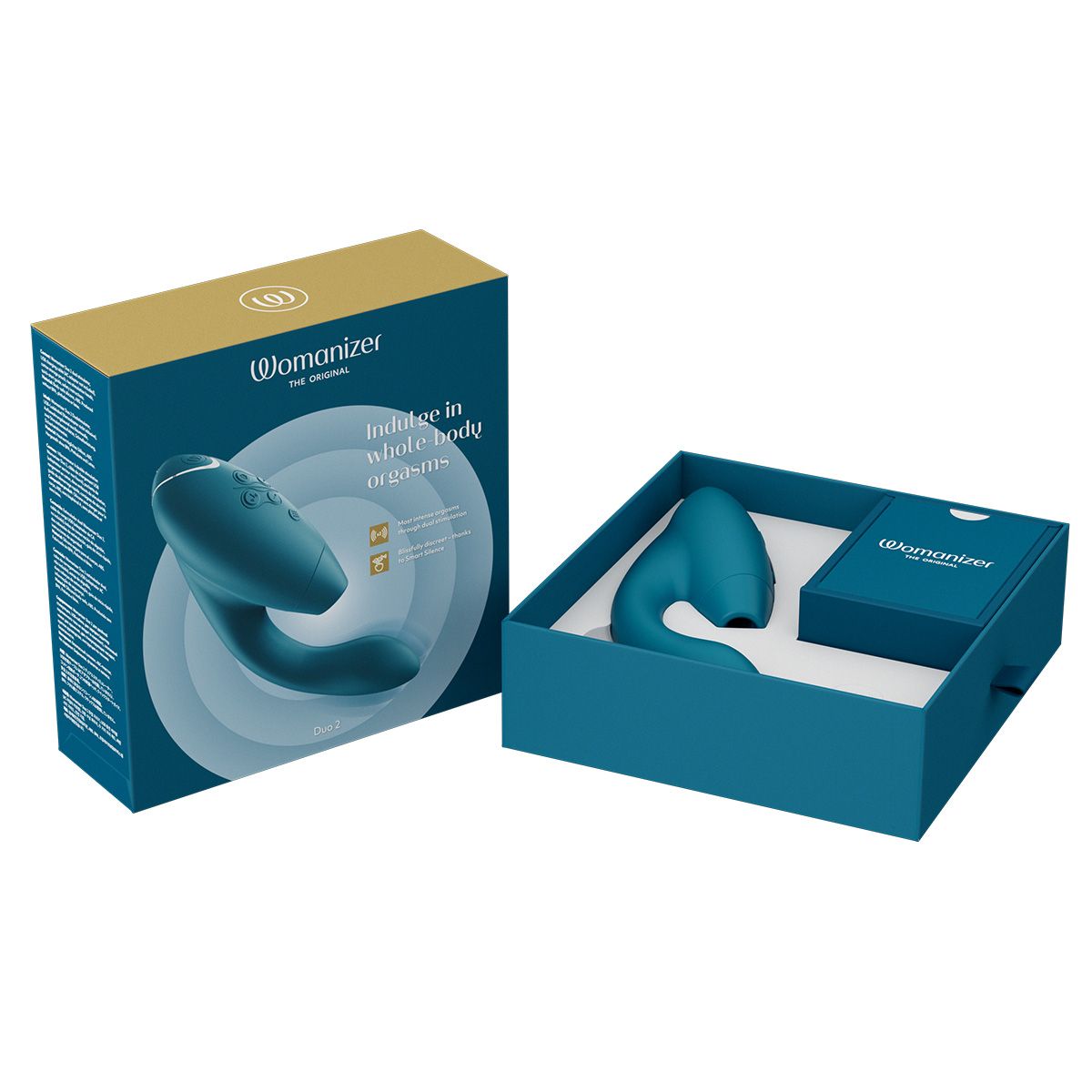 Womanizer Duo 2 Rabbit Sex Toy, Petrol, Open Box, Front View