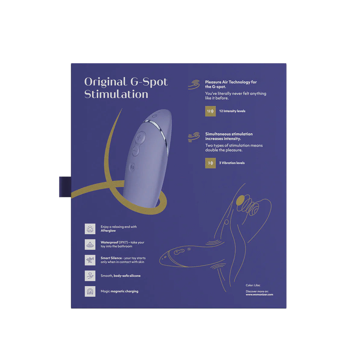 Womanizer OG G-Spot Vibrator, Lilac, Product Box, Back