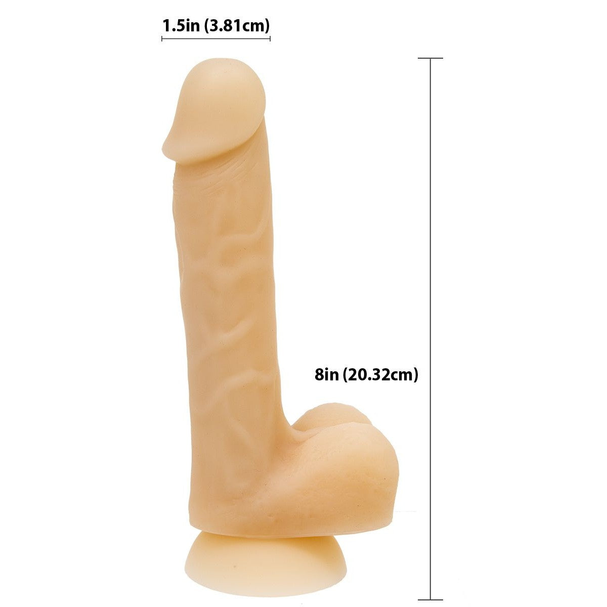 Addiction Bendable 8-Inch Silicone Dildo, David, Product Measurements