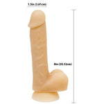 Addiction Bendable 8-Inch Silicone Dildo, David, Product Measurements
