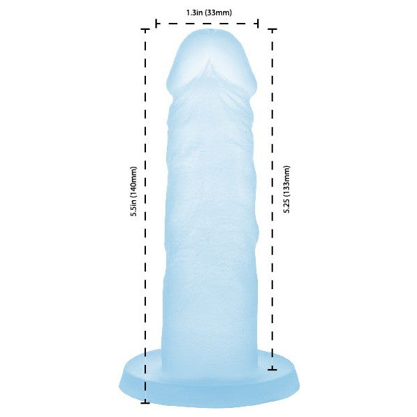 Addiction Cocktails 5.5-Inch Silicone Dildo, Blue, Product Measurements