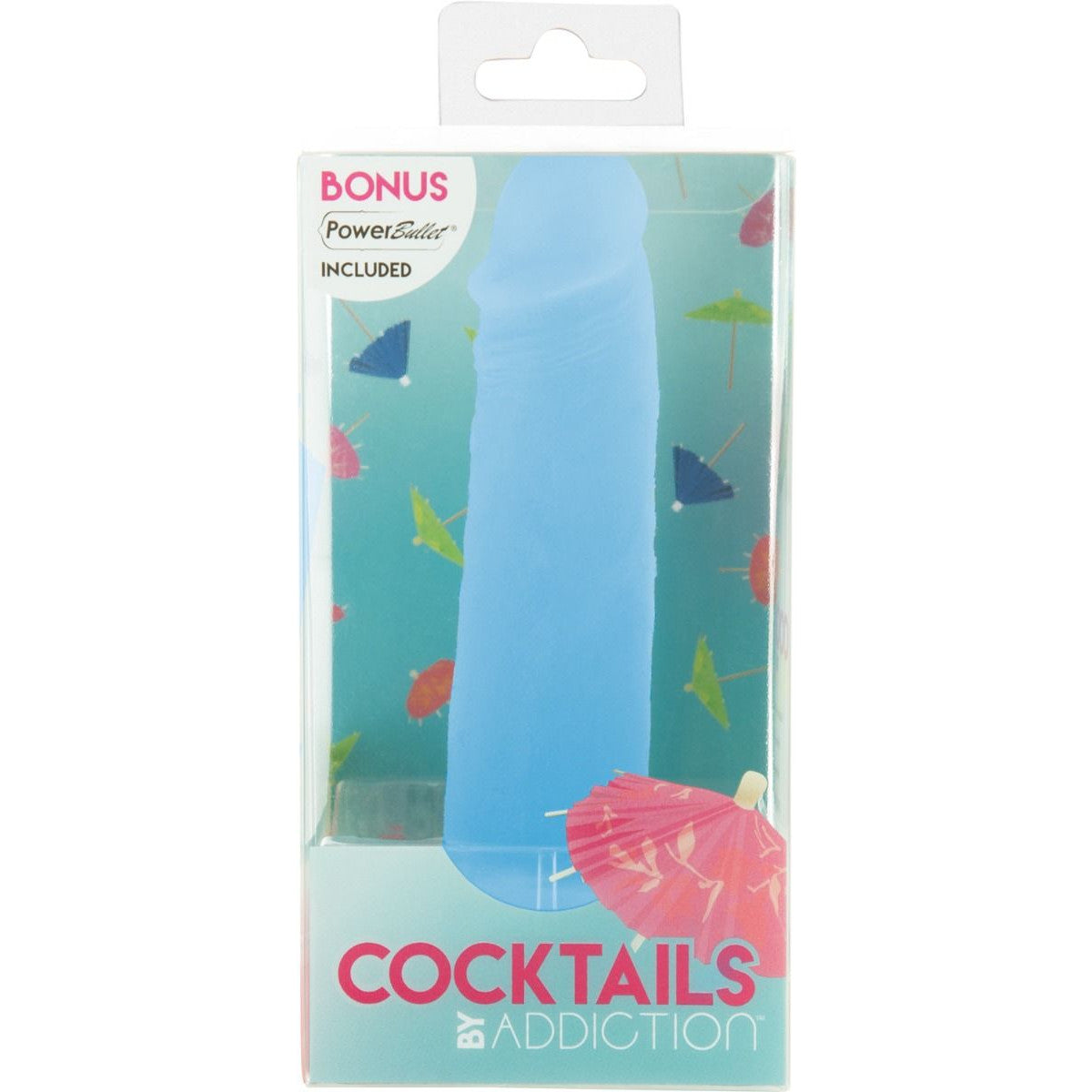 Addiction Cocktails 5.5-Inch Silicone Dildo, Blue, Product Box