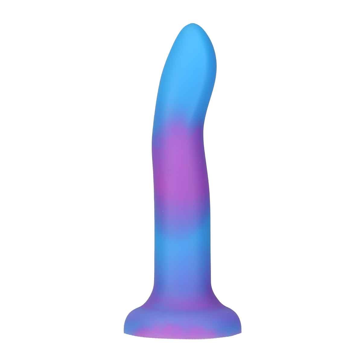 Addiction Rave Glow-In-The-Dark 8-Inch Silicone Dildo, Blue, Product Image, Side View