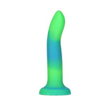 Addiction Rave Glow-In-The-Dark 8-Inch Silicone Dildo, Green, Product Image, Side View