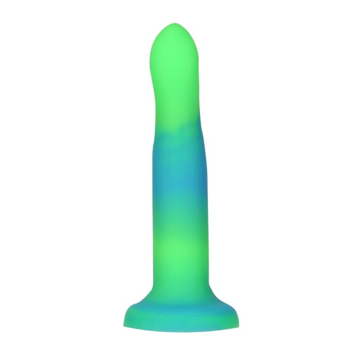 Addiction Rave Glow-In-The-Dark 8-Inch Silicone Dildo, Green, Product Image, Front View