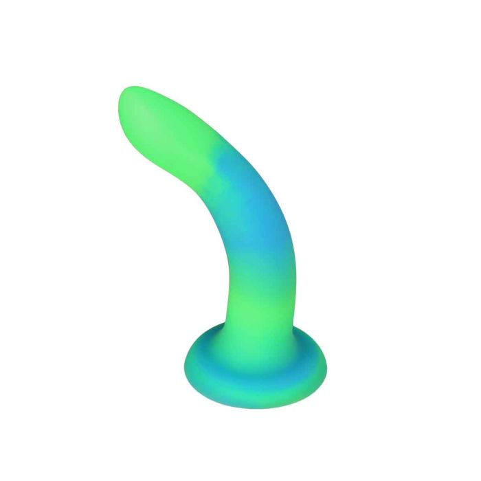 Addiction Rave Glow-In-The-Dark 8-Inch Silicone Dildo, Green, Product Image, Flexible Positions