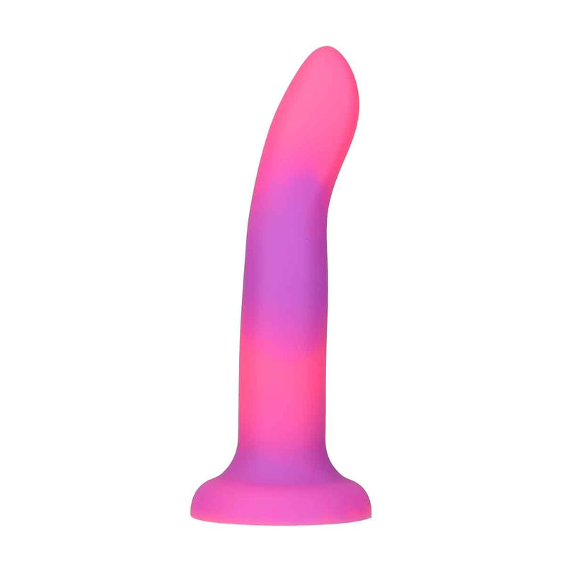 Addiction Rave Glow-In-The-Dark 8-Inch Silicone Dildo, Pink, Product Image, Side View