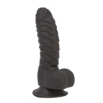 Addiction Ridged 7-Inch Silicone Dildo, Black, Product Image, Front Left Angle