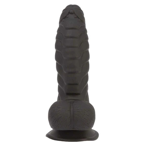 Addiction Ridged 7-Inch Silicone Dildo, Black, Product Image, Front View