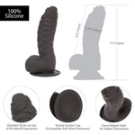 Addiction Ridged 7-Inch Silicone Dildo, Black, Product Measurements and Features
