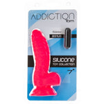 Addiction Ridged 7-Inch Silicone Dildo, Pink, Product Package, Front