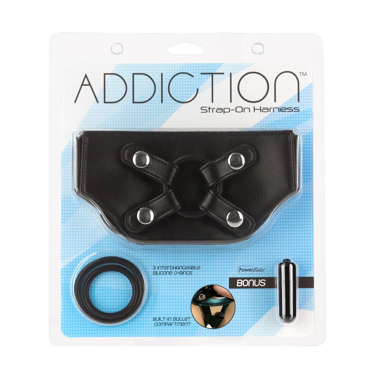 Addiction Strap-On Harness, Product Package, Front
