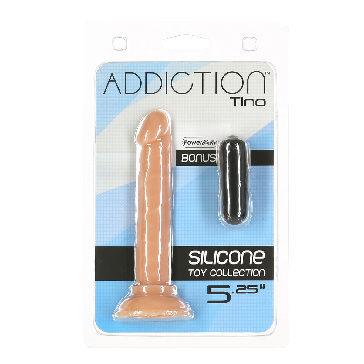 Addiction Tino 5.25-Inch Silicone Dildo, Product Package, Front