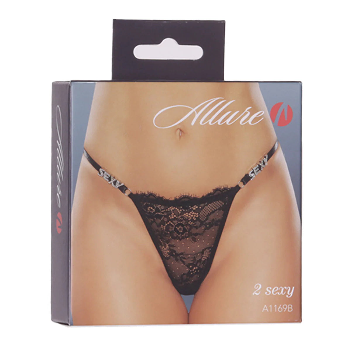 Allure 2 Sexy Thong, Black, One Size, Product Box, Front