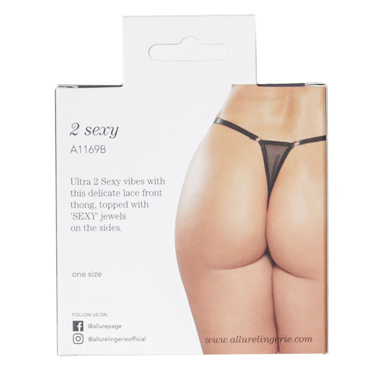 Allure 2 Sexy Thong, Black, One Size, Product Box, Back