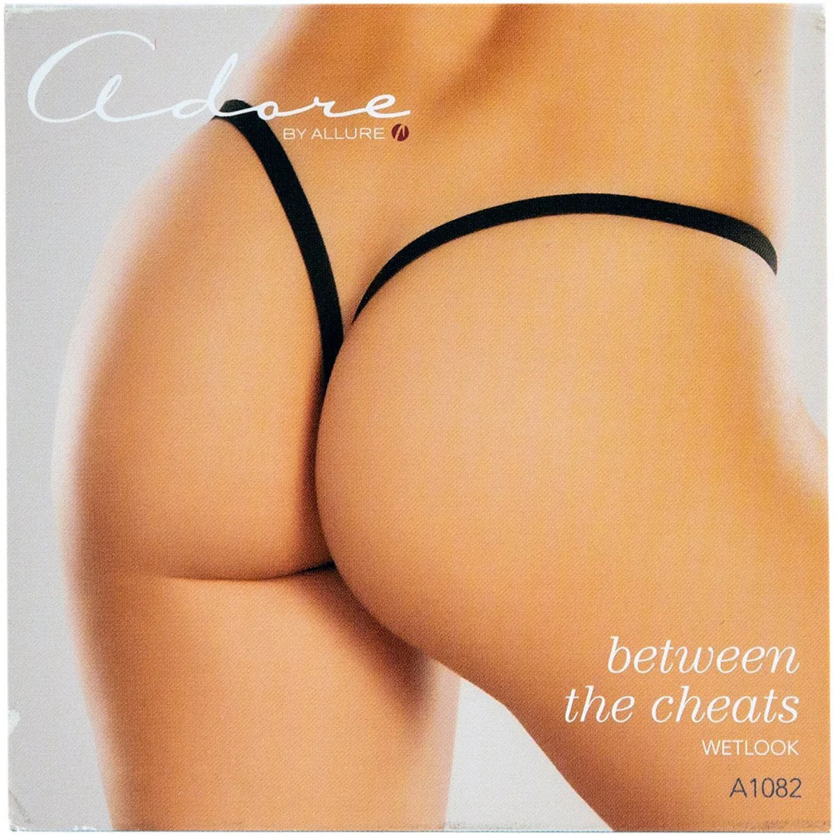 Allure Adore Between The Cheats G-String, Black, One Size, Product Box, Front