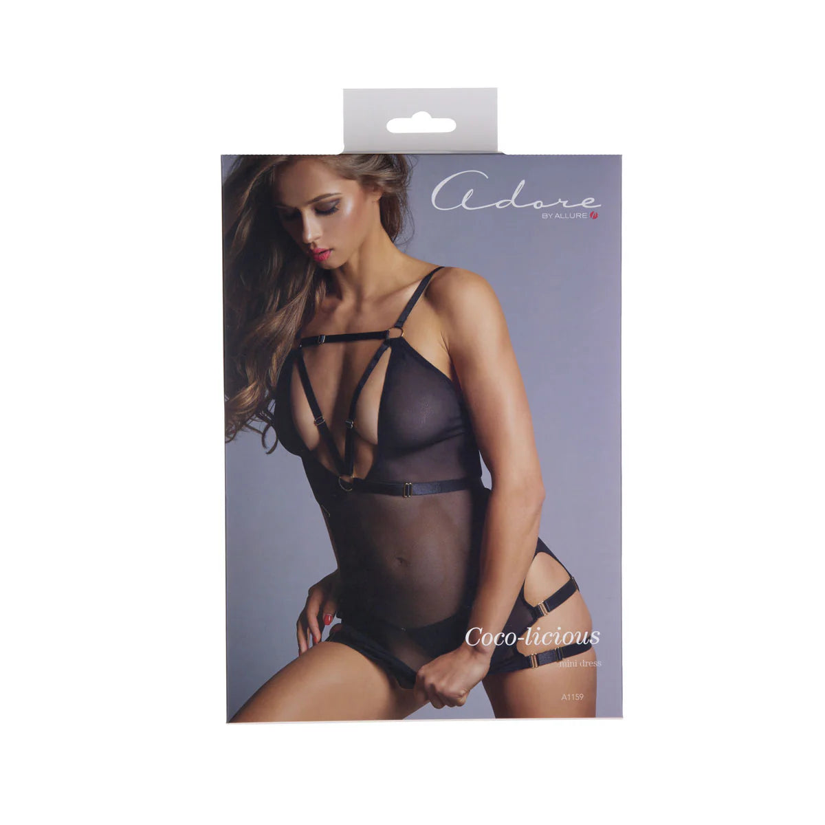 Allure Adore Coco-Licious Mini Dress, Black, Small, Product Box, Front