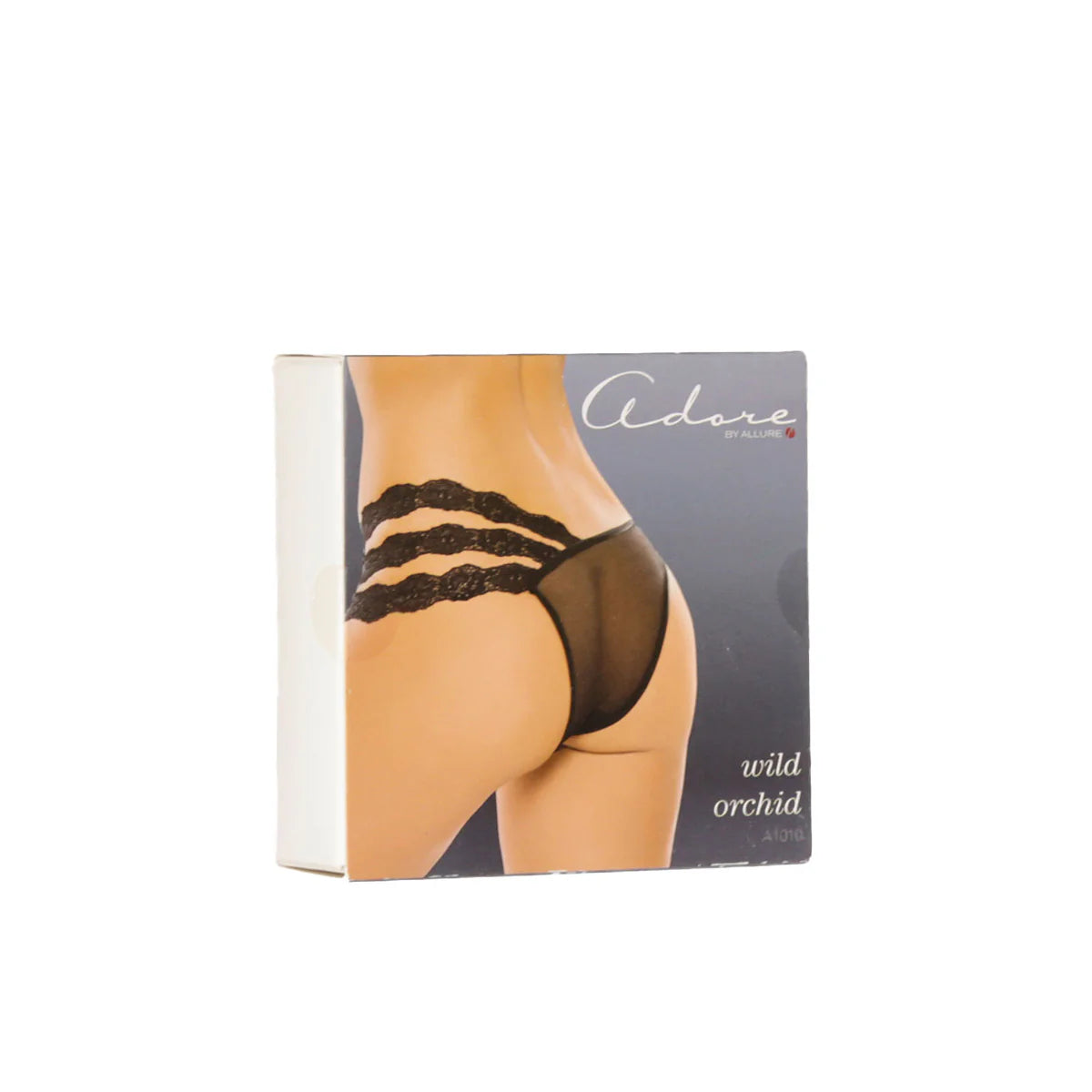 Allure Adore Wild Orchid Panty, Black, One Size, Product Box, Front Angle