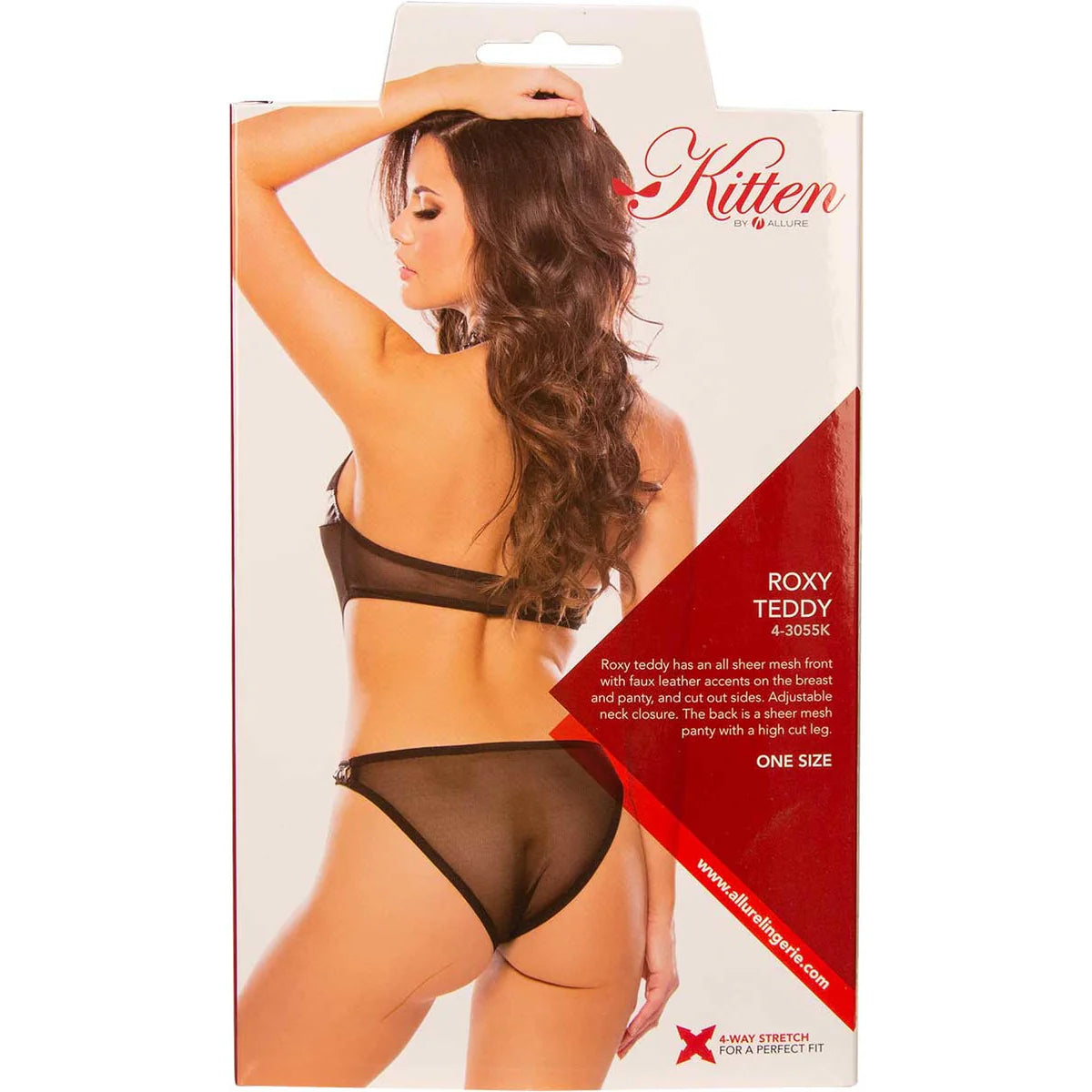 Allure Kitten Roxy Teddy, Black, One Size, Product Box, Back
