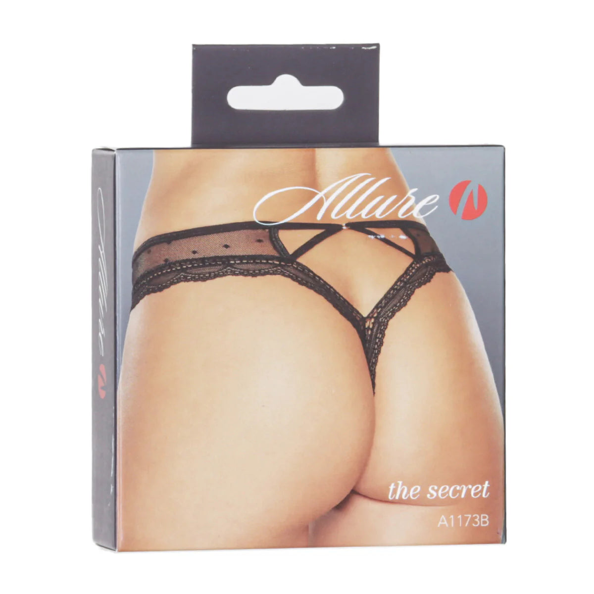 Allure The Secret Thong, Black, One Size, Product Box, Front