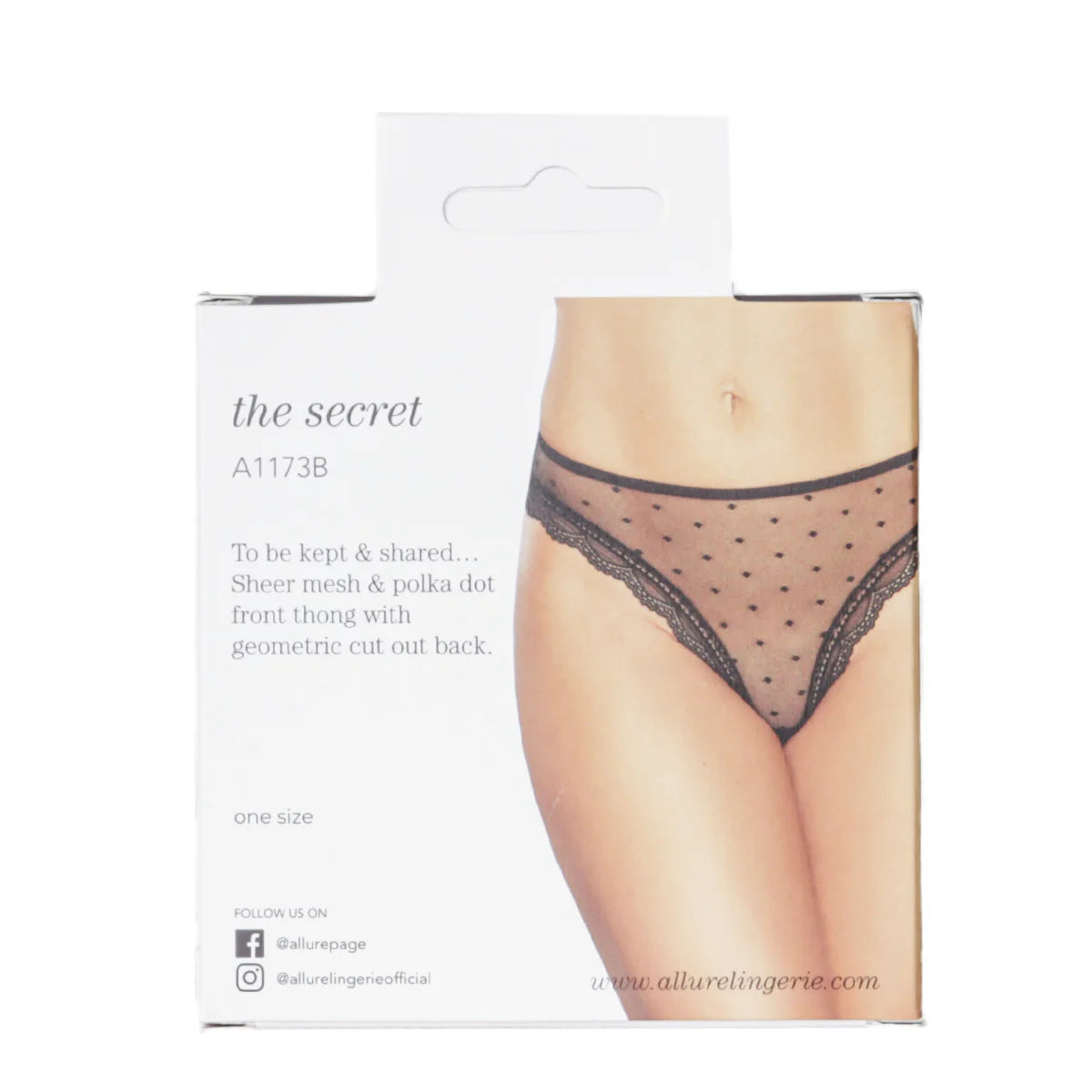 Allure The Secret Thong, Black, One Size, Product Box, Back