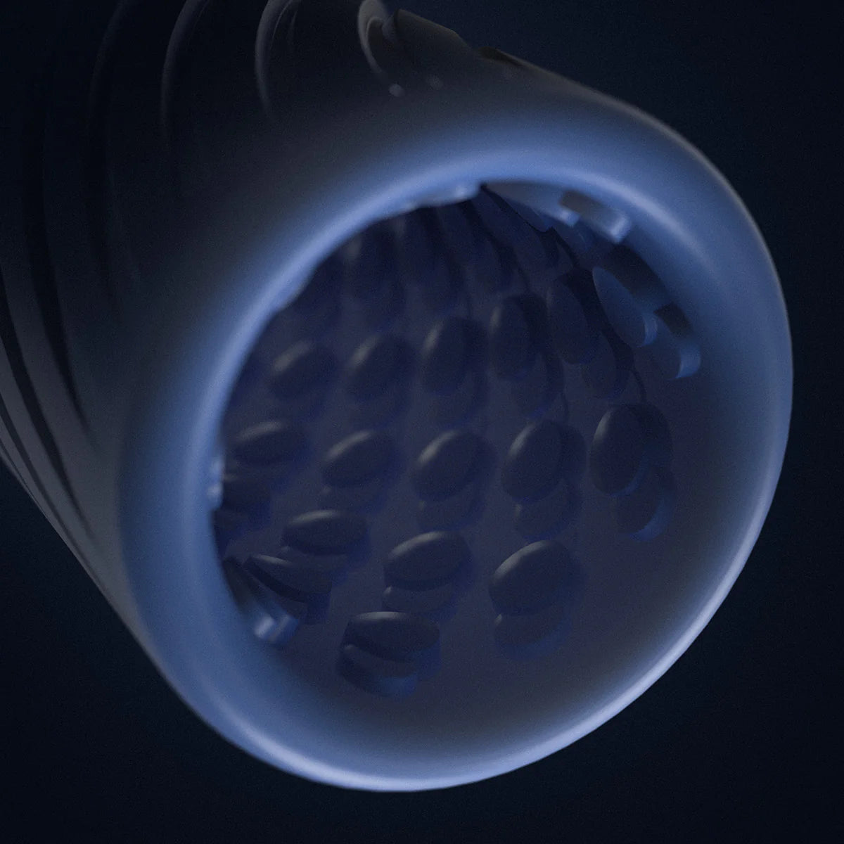 Arcwave Ghost Soft Silicone Stroker, Blue, Close Up of Stroker Orifice Entry