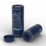 Arcwave Pow Silicone Stroker, Blue, Product Box with Stroker and Lid on the Side