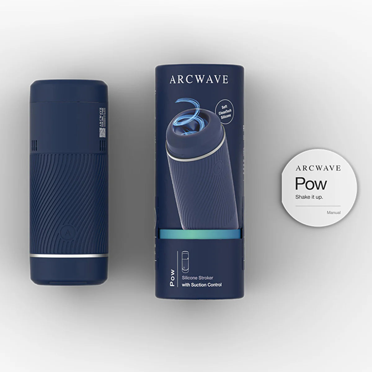 Arcwave Pow Silicone Stroker, Blue, Box Contents