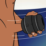 Arcwave Voy Compact Stroker, Cartoon Image of Man using Stroker