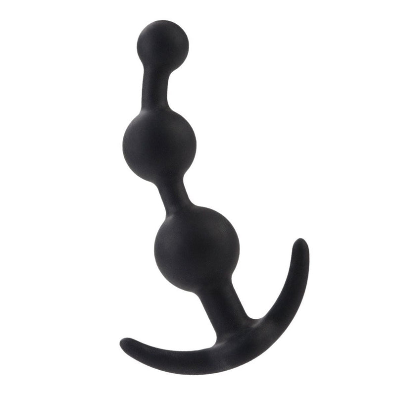 Booty Call Booty Beads Butt Plug in Black, Front View